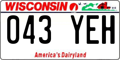 WI license plate 043YEH