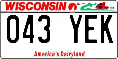 WI license plate 043YEK
