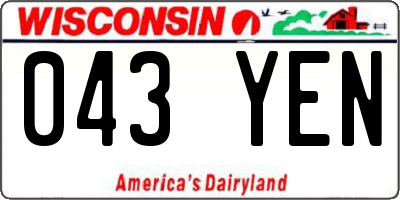 WI license plate 043YEN
