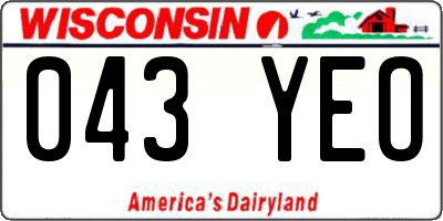 WI license plate 043YEO