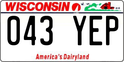 WI license plate 043YEP