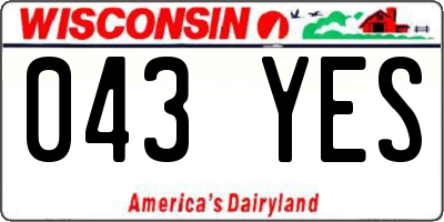 WI license plate 043YES