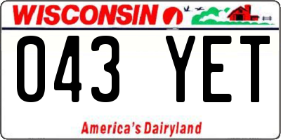 WI license plate 043YET