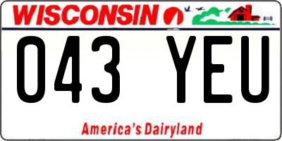 WI license plate 043YEU