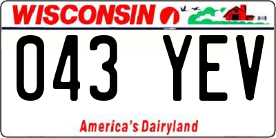 WI license plate 043YEV