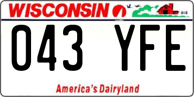 WI license plate 043YFE