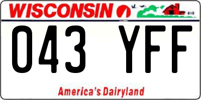 WI license plate 043YFF