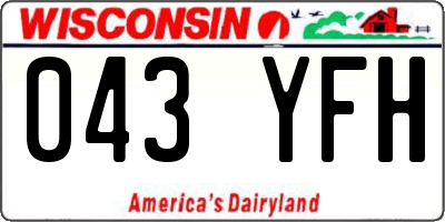 WI license plate 043YFH