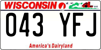 WI license plate 043YFJ