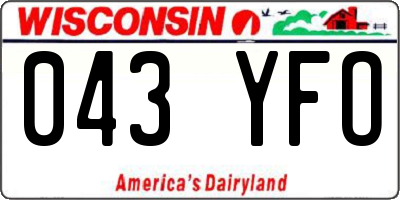 WI license plate 043YFO