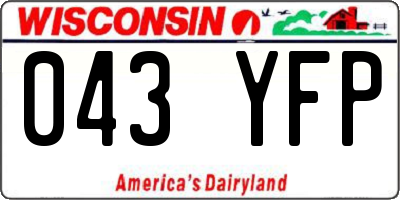 WI license plate 043YFP