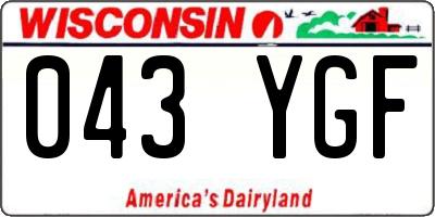 WI license plate 043YGF