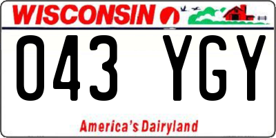 WI license plate 043YGY