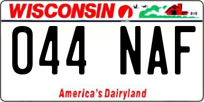 WI license plate 044NAF