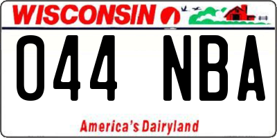 WI license plate 044NBA