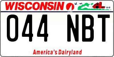 WI license plate 044NBT