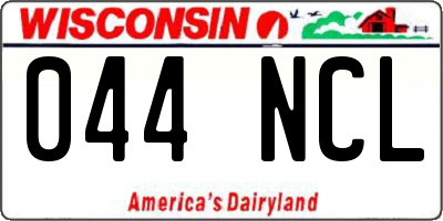 WI license plate 044NCL
