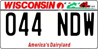 WI license plate 044NDW