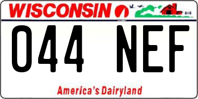 WI license plate 044NEF