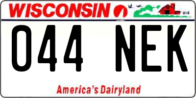 WI license plate 044NEK