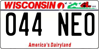 WI license plate 044NEO