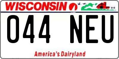 WI license plate 044NEU