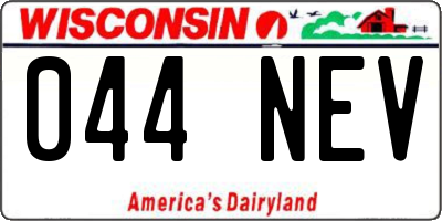 WI license plate 044NEV