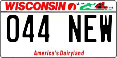 WI license plate 044NEW