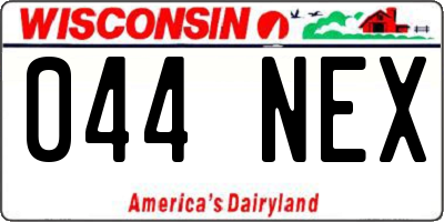 WI license plate 044NEX