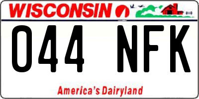 WI license plate 044NFK
