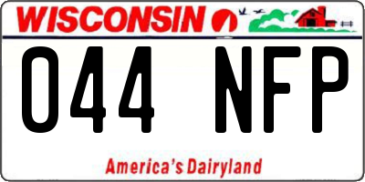 WI license plate 044NFP