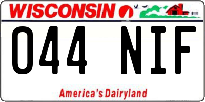 WI license plate 044NIF