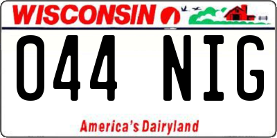 WI license plate 044NIG