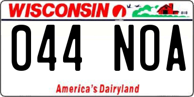 WI license plate 044NOA
