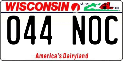 WI license plate 044NOC