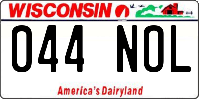 WI license plate 044NOL