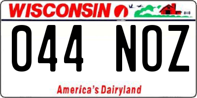 WI license plate 044NOZ