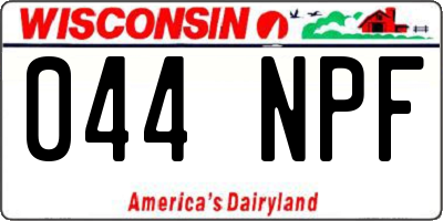 WI license plate 044NPF