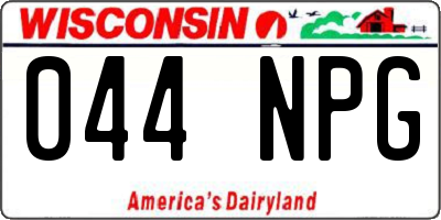 WI license plate 044NPG