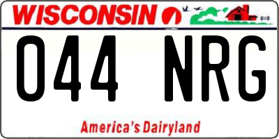 WI license plate 044NRG