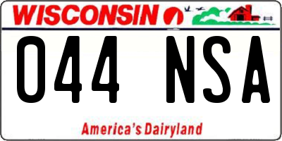 WI license plate 044NSA