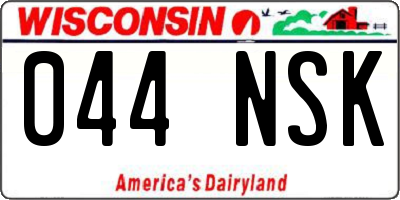 WI license plate 044NSK