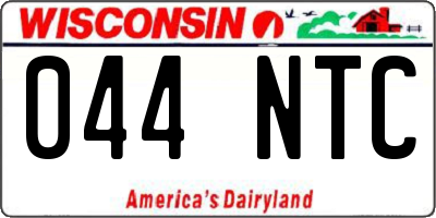 WI license plate 044NTC