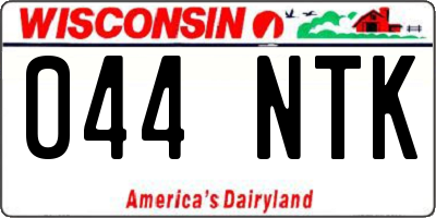 WI license plate 044NTK