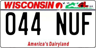 WI license plate 044NUF