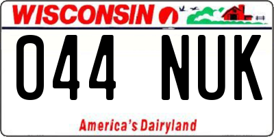 WI license plate 044NUK