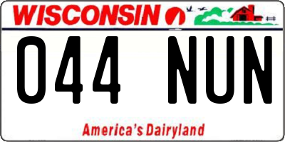 WI license plate 044NUN