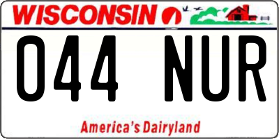 WI license plate 044NUR