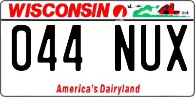 WI license plate 044NUX
