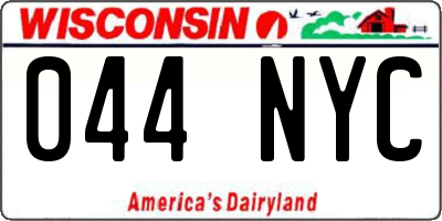 WI license plate 044NYC